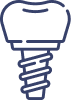 Dental implant screw icon with crown abutment component illustration.