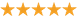 Five gold stars in a row representing a five-star customer rating for denture services.