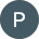 Blue circular icon with white letter P representing denture provider initial or logo.